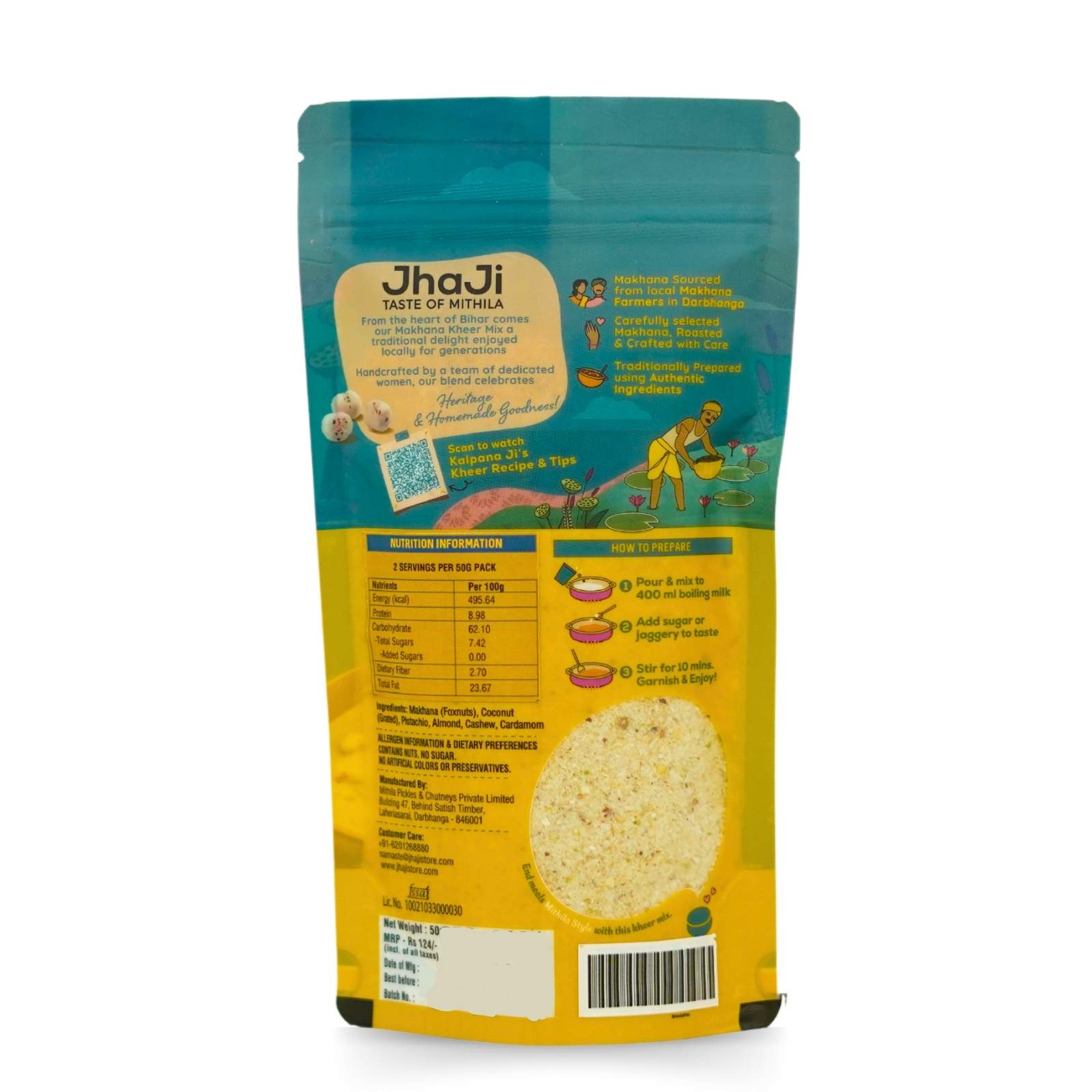 Instant Makhana Kheer Mix Coconut Flavor (Pack of 2) | Ready to Cook Coconut Flavor Foxnut Pudding 2x50g