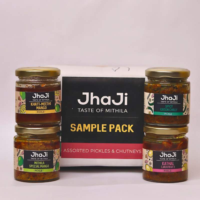 Rajan’s Favorite 4 Pickles in 1 Sample Pack | Green Chili, Mango, and Kathal Pickle