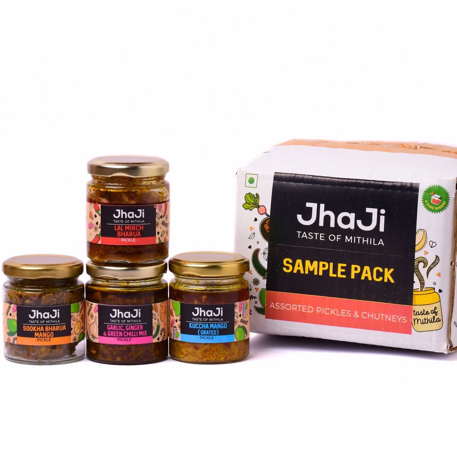 Sanjay’s Favorite 4 Pickles in 1 Sample Pack | Mango, Garlic, and Red Chili Pickle